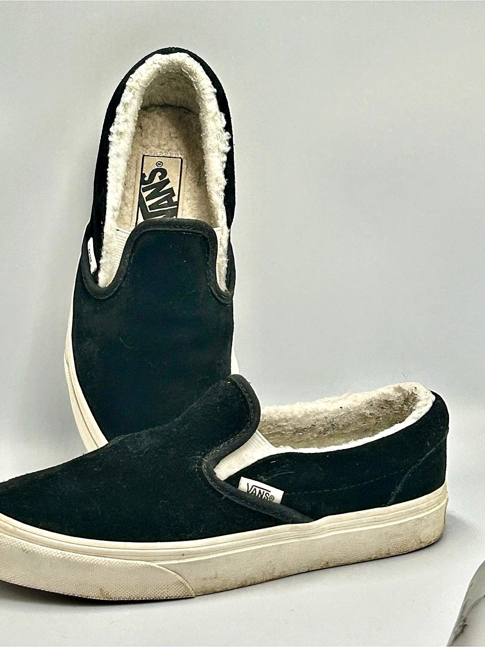 Vans Classic Slip-On Sneakers Black Fuzzy Warm US 5.5